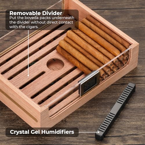 Cigar Humidor Cabinet with Automatic LED Light, Spanish Cedar Lining Z7085