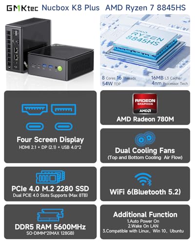 Mini PC Ryzen 7 5825U 32GB RAM 1TB SSD Dual NIC LAN 2.5GbE T12037