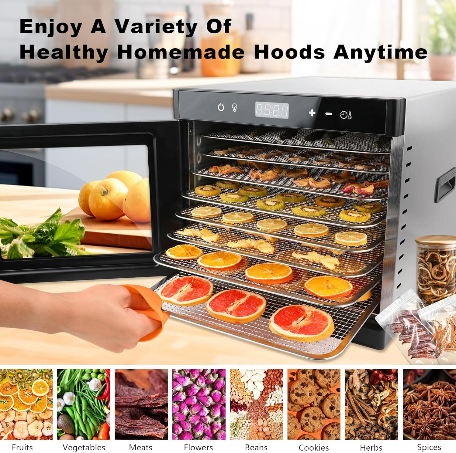8 Stainless Steel Trays Food Dehydrator U2985