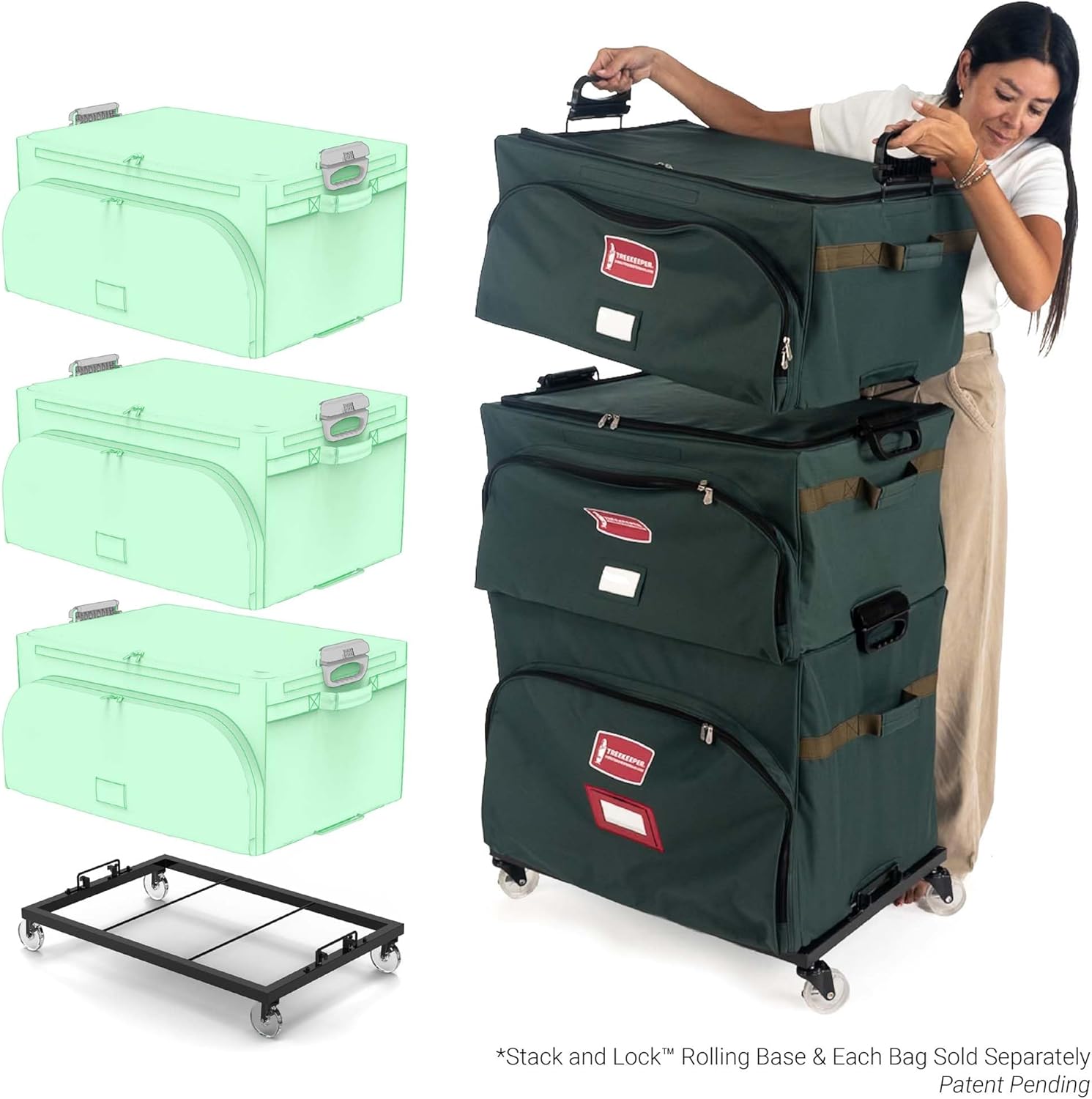 Green Christmas Ornament Storage Box with Dividers, Holds 72 Ornaments up to 4 Inches R26426