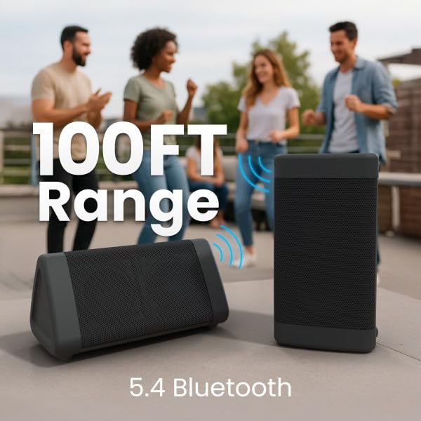 Portable Bluetooth 5.4 Speaker, 12W, 24-Hr Battery, IPX5 Water-Resistant, Black B8009