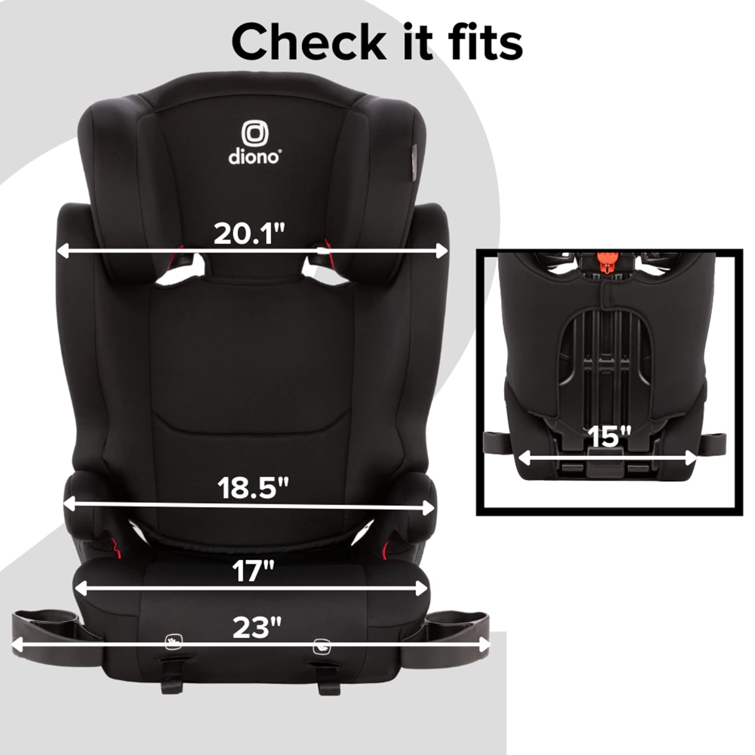 Pack of 2 Backless Booster Car Seats, Black U456