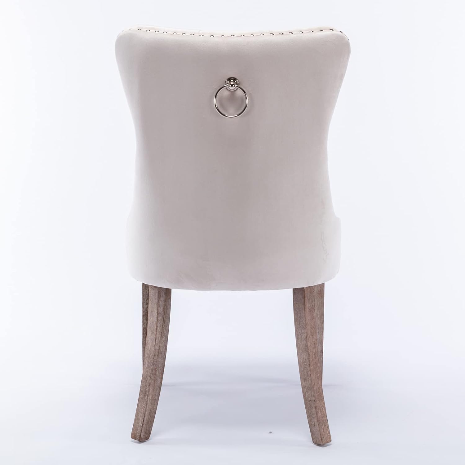 Beige Velvet Upholstered Dining Chair 2-Pcs Set D8271