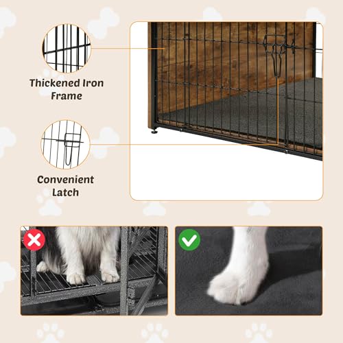 Wooden Dog Crate End Table with Dual Doors, 27 Inch P582