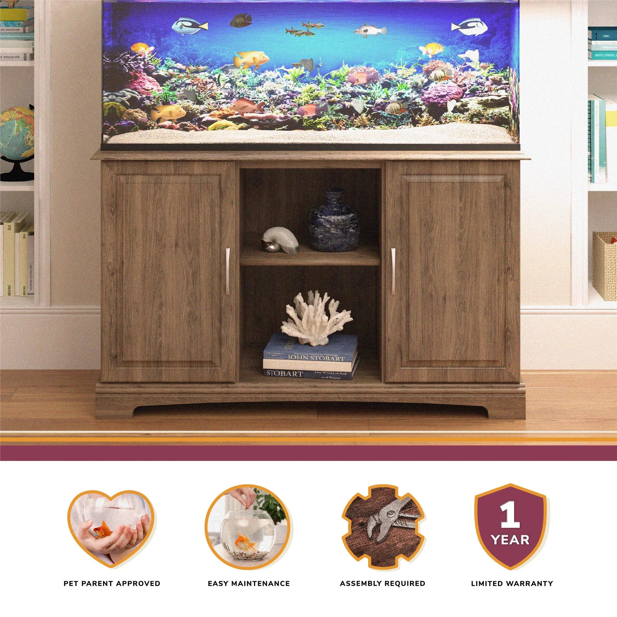 Ivory Oak 50 - 75 Gallon Aquarium Stand D422864