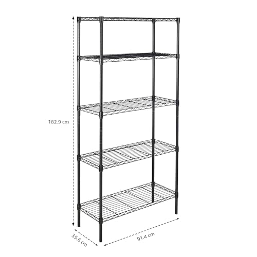 5-Shelf Adjustable Heavy Duty Steel Wire Rack Storage Shelving, Chrome C188