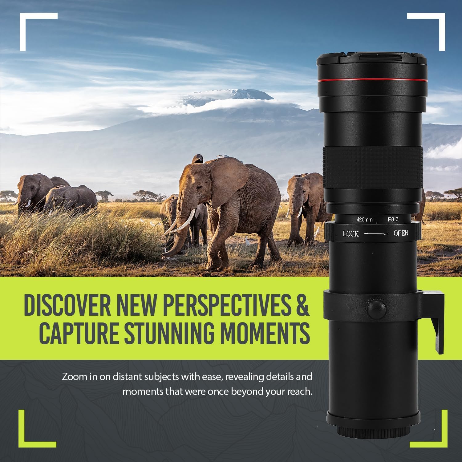 High-Power 420-1600mm f/8.3 Manual Telephoto Zoom Lens D465