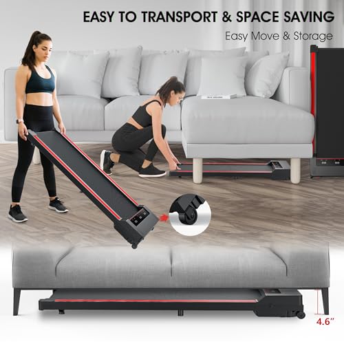 Portable 2-in-1 Under Desk Treadmill with Foldable Wheels and Remote Control Q75829