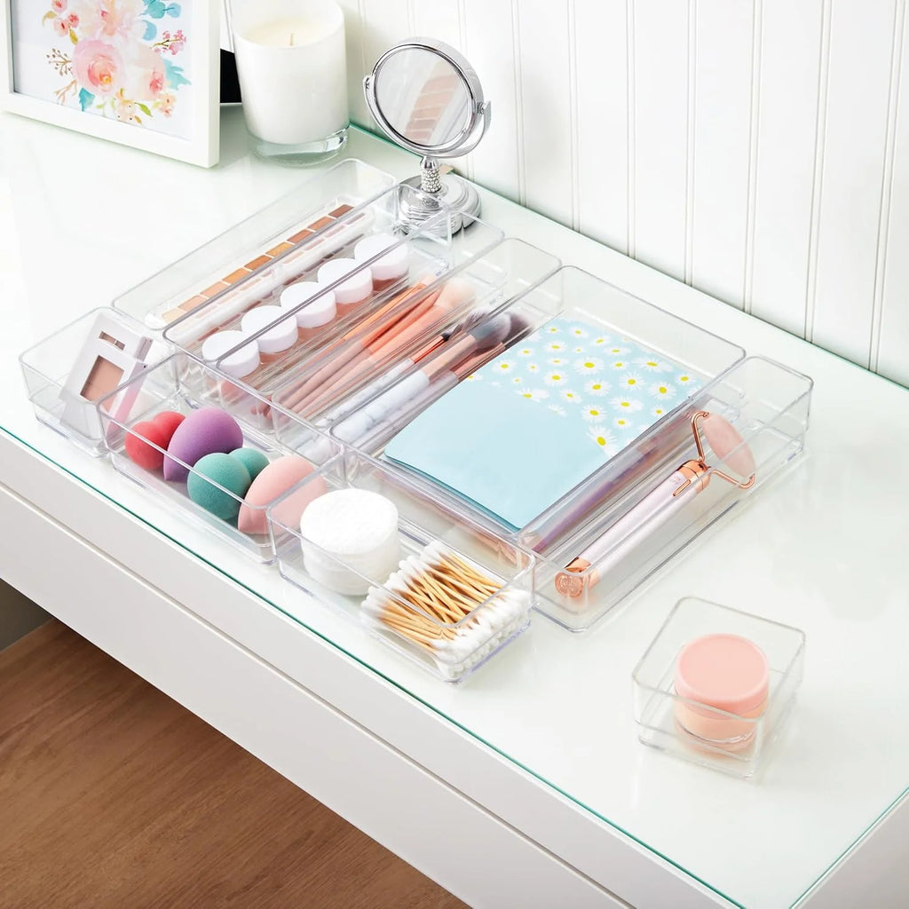 10-piece stackable transparent drawer organizer set O419