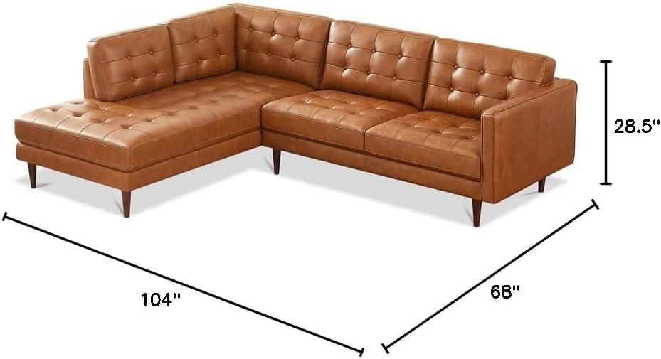 Cognac Tan Leather Corner Sectional Couch Q666472