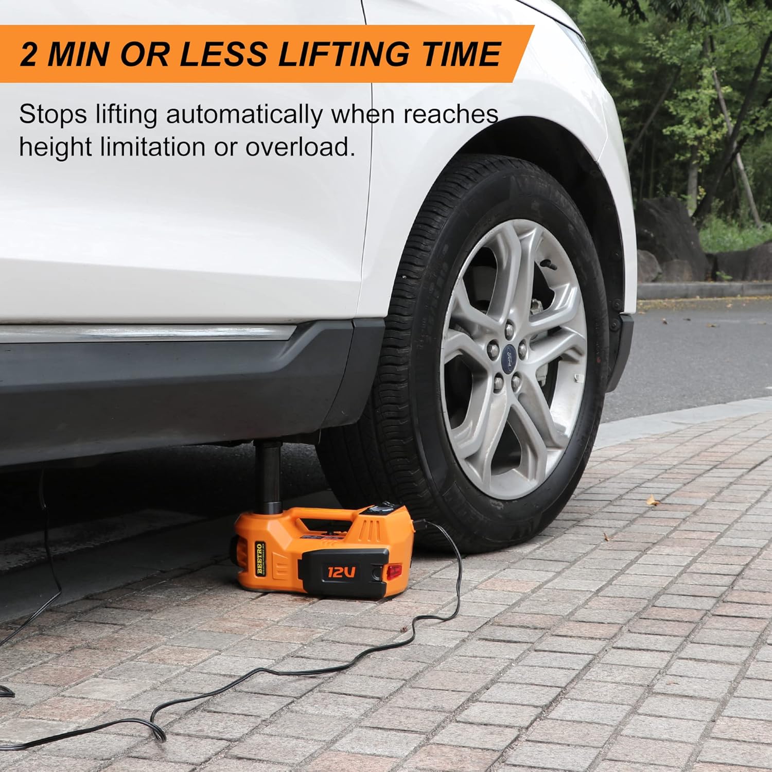 3 in 1 Electric Hydraulic Car Jack with Tire Inflator Pump, 5T (11000 lbs), DC 12V, Lifting Range 6-17.7 inch R5819
