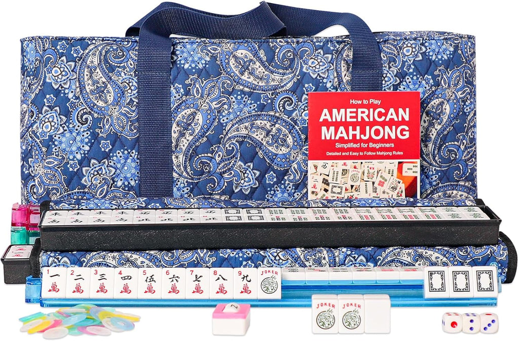166 White Tiles Mahjong Set with Soft Bag and 4 Racks E40069