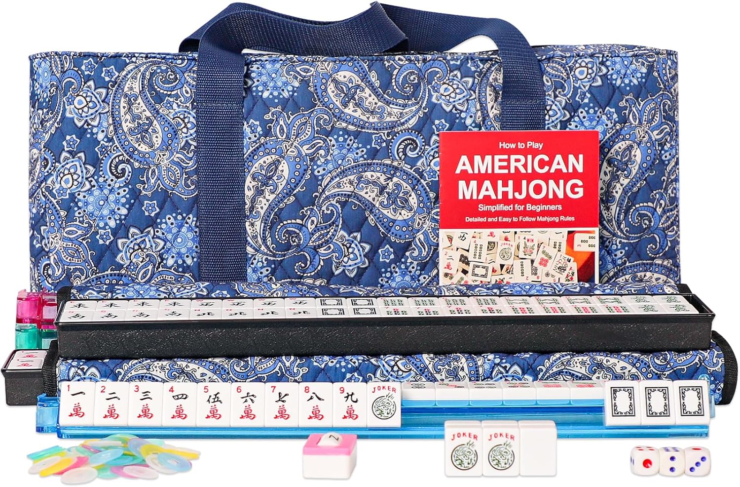 166 White Tiles Mahjong Set with Soft Bag and 4 Racks E40069