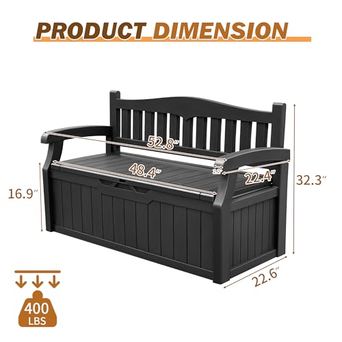 80 Gallon Storage Bench Deck Box Lockable Black Q45733