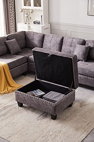 Oversized Upholstered U-Shape Chaise Lounge Modular Sectional Sofa Couch Light Grey V49612