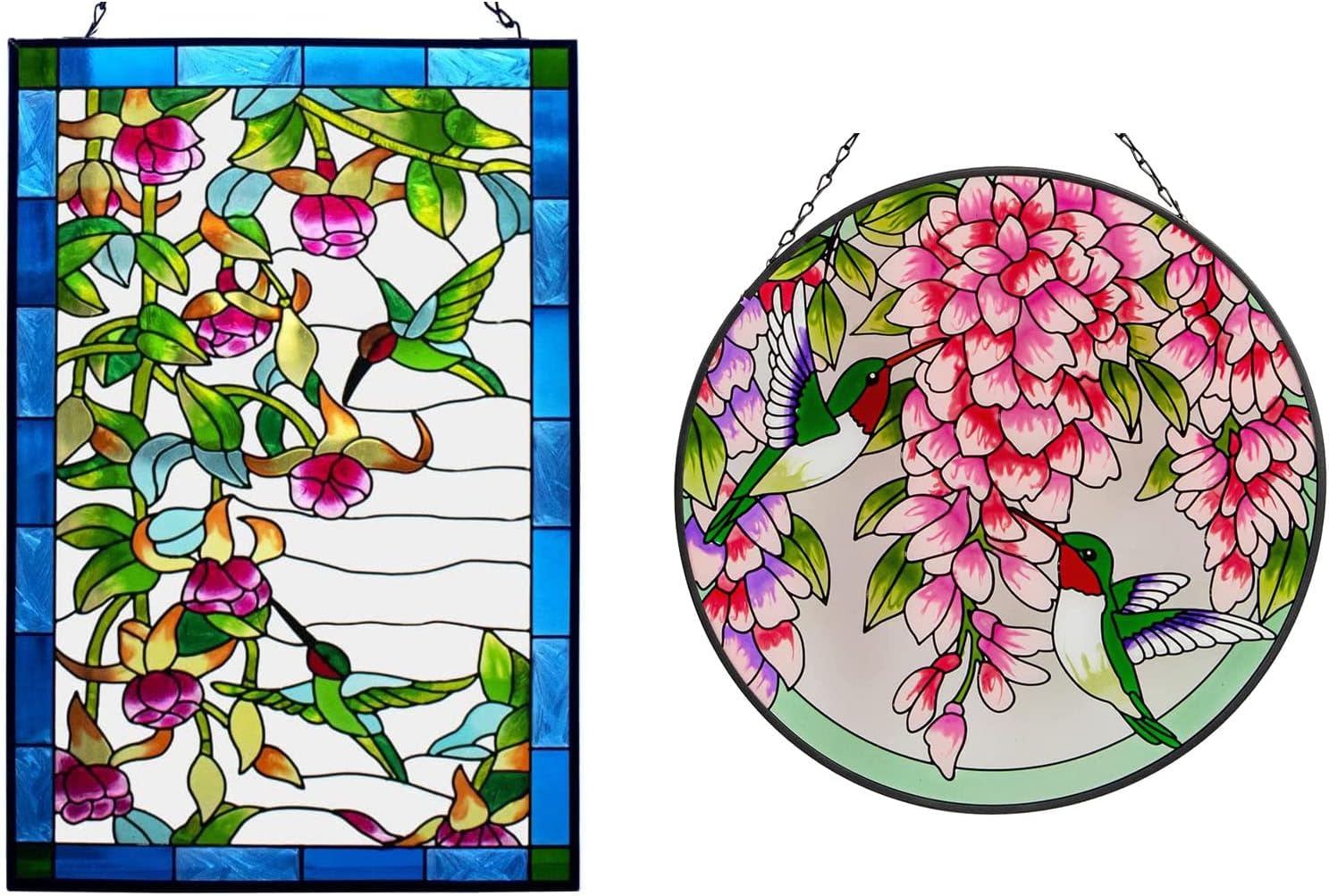 Round Hummingbird Stained Glass Window Suncatcher K337