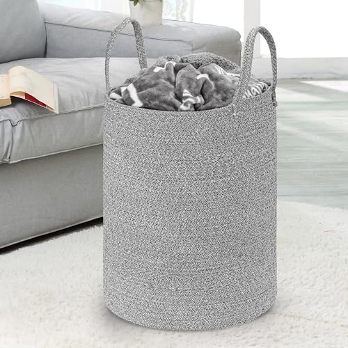 Pink Woven Cotton Rope Laundry Basket Hamper V762401