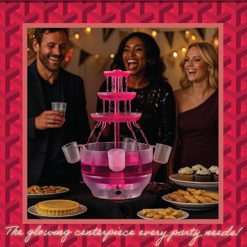 1.5 Gal 3 Tier Drink Fountain with LED Base and 4 Reusable Cups Q207