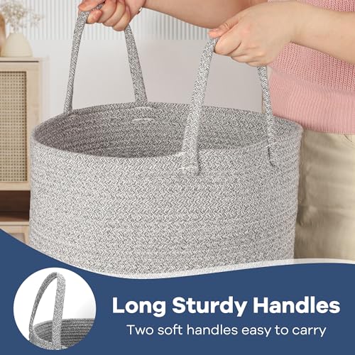 Pink Woven Cotton Rope Laundry Basket Hamper V762401