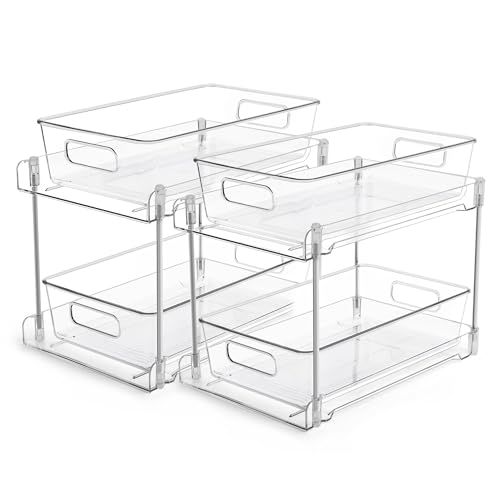 4 Pack Clear 2 Tier Under Sink Organizer with Track L5743