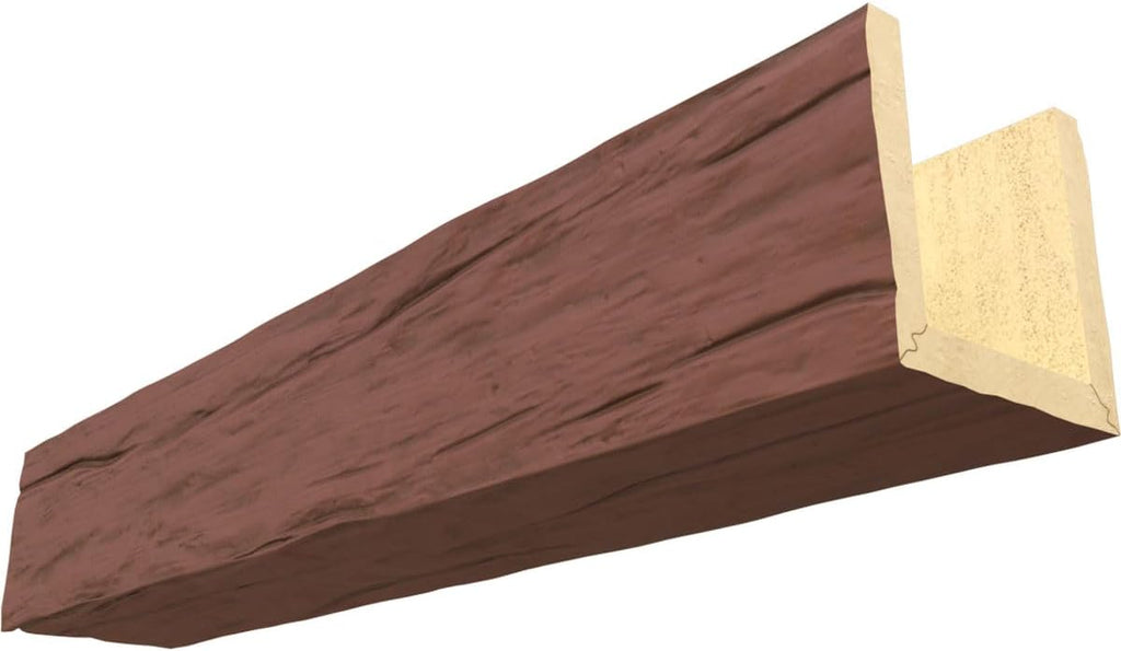 3-Sided Faux Wood Ceiling Beams, 8-in. W x 8-in. H x 8-ft. L, Redwood R1559