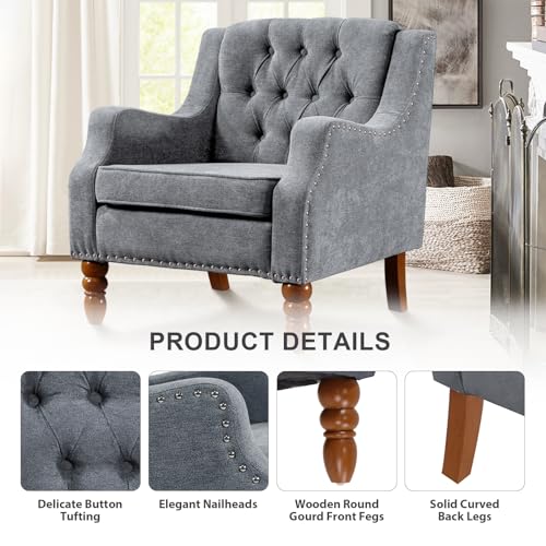 Beige Set of 2 Upholstered Wingback Armchair S466