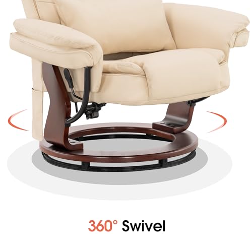 Cream White Faux Leather Recliner Chair with Ottoman W816036