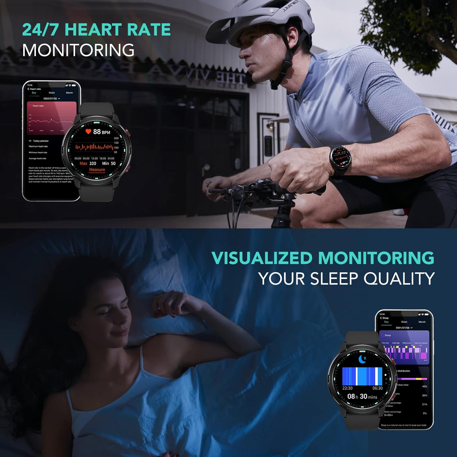 Smart Watch with GPS, Fitness Tracker, Heart Rate, SpO2, Sleep Monitor, IP68 Waterproof U7462