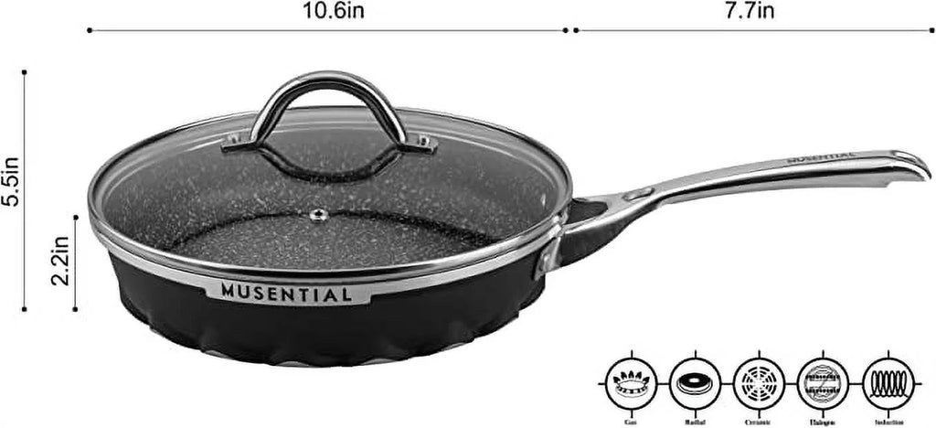 10 Inch Aluminum Non-stick Frying Pan with Tempered Glass Lid M637452
