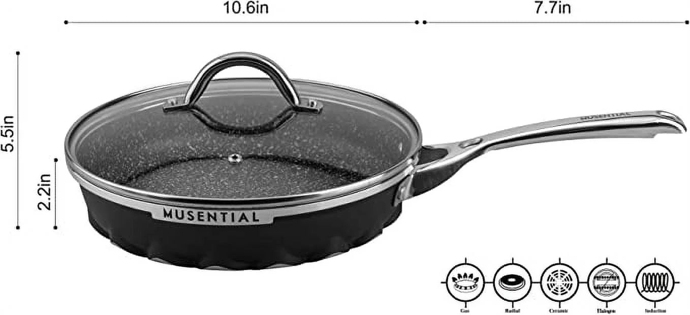 10 Inch Aluminum Non-stick Frying Pan with Tempered Glass Lid M637452