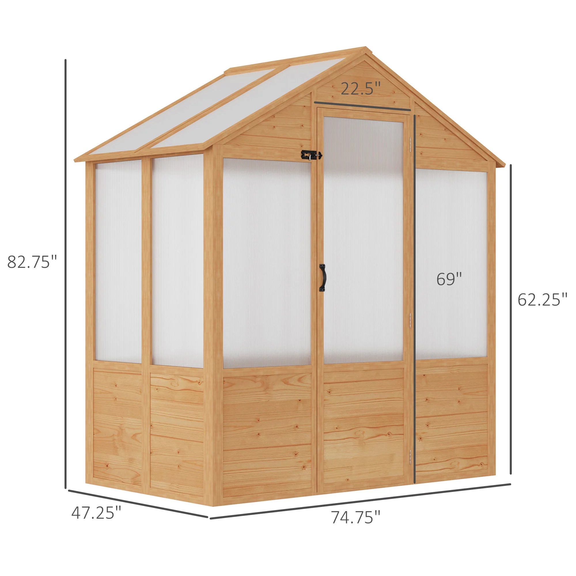 Natural Polycarbonate Wooden Greenhouse Q8482