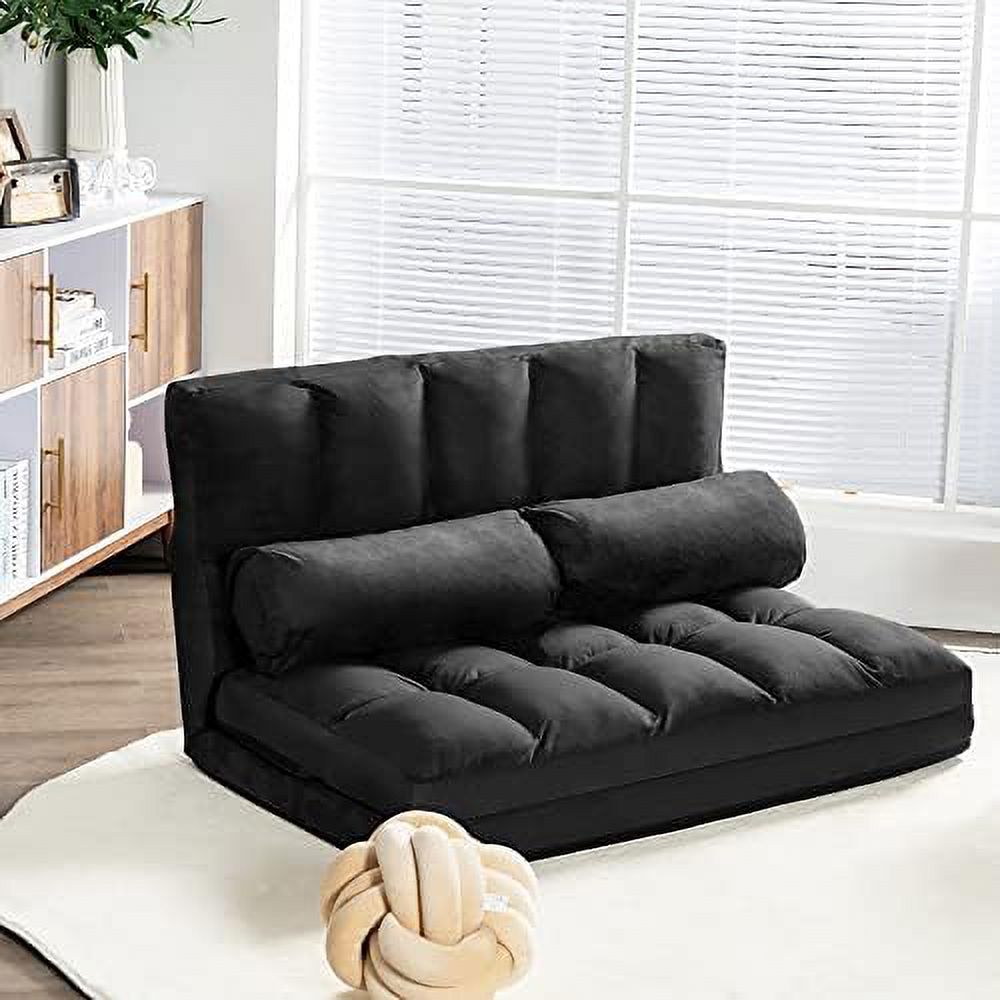 Foldable Floor Sofa with 2 Pillows & Suede Cloth Cover M354