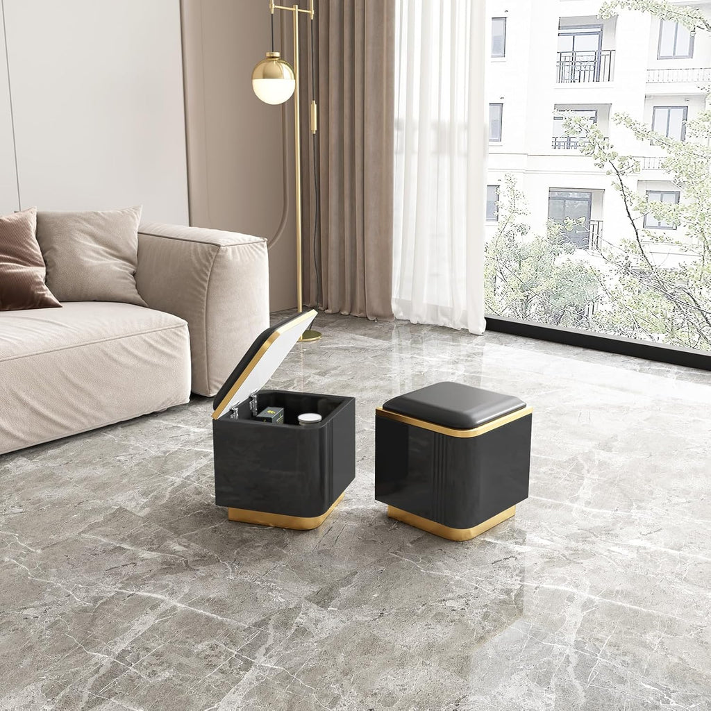 Black Lift Top Coffee Table with 4 Storage Stools M984146
