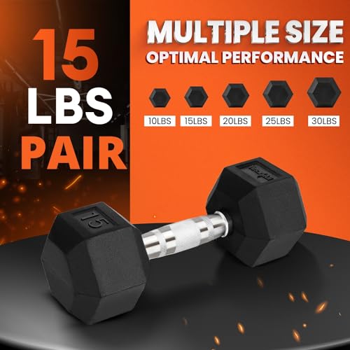 Chrome Rubber Grip Encased Hex Dumbbells 10-30 LBS Pair J766