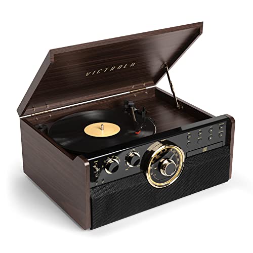 Mid-Century 6-in-1 Turntable with Built-in Speakers O352541