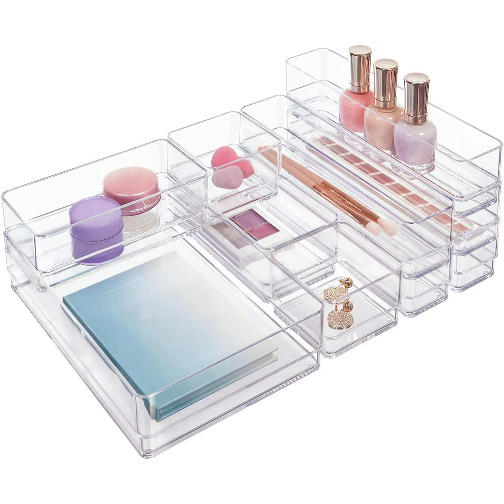 10-piece stackable transparent drawer organizer set O419