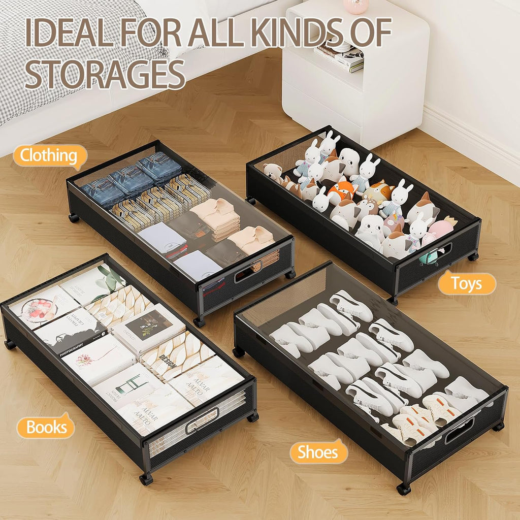 Black 2 Pack Rolling Under Bed Storage Drawer X65099