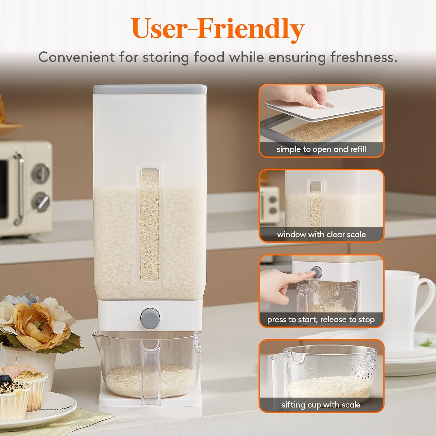 Rice Dispenser 25 Lbs (11.3kg) Rice Storage Container R82946