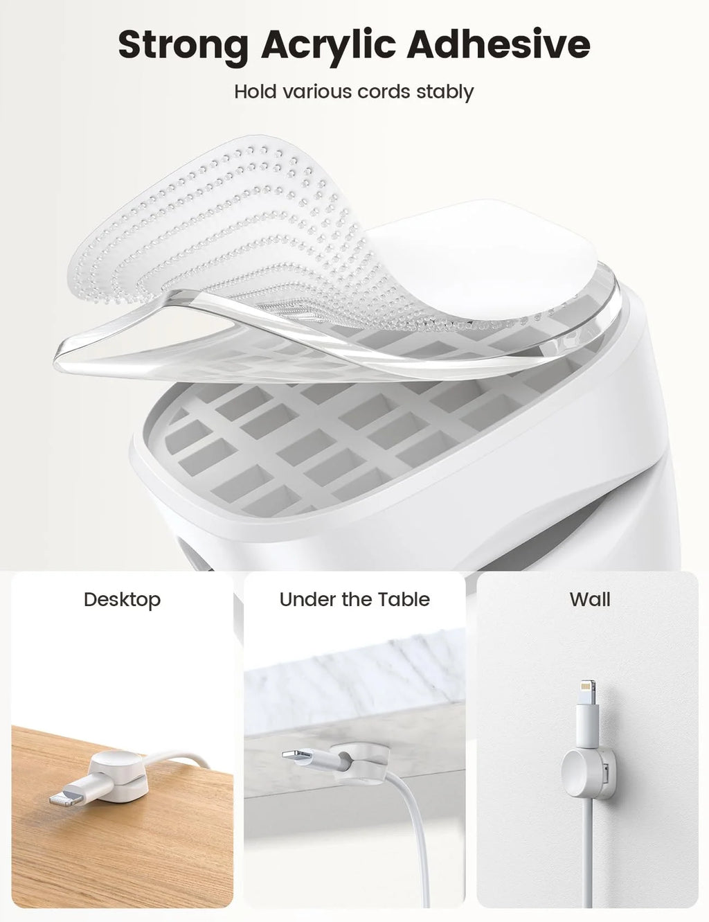 White Adhesive Round Cable Clip A5270
