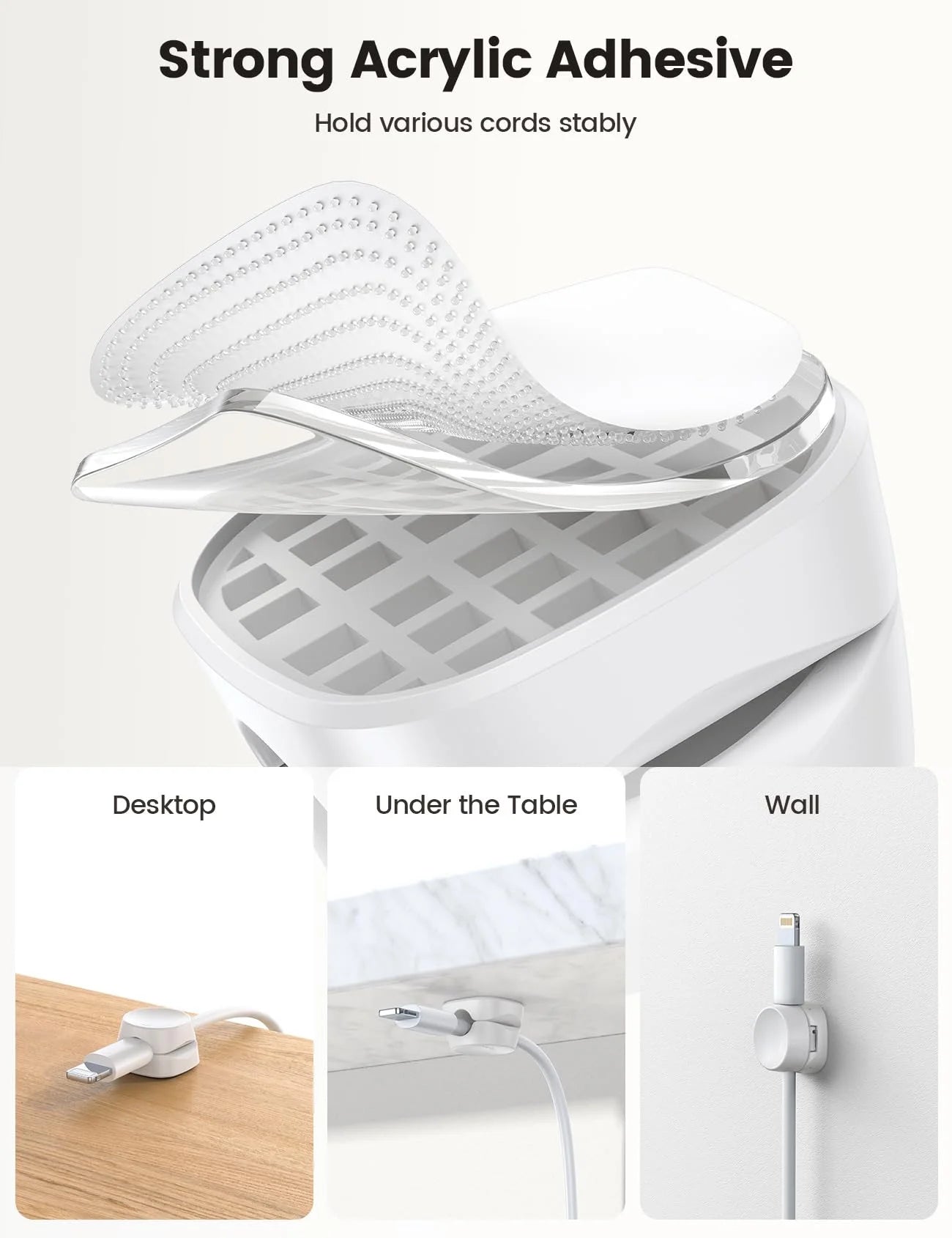 White Adhesive Round Cable Clip A5270