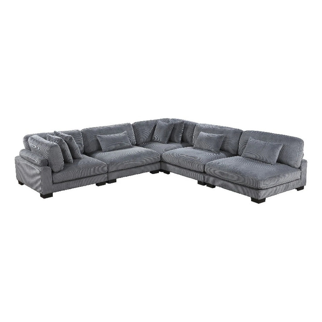 Gray Corduroy Modular Sectional J137