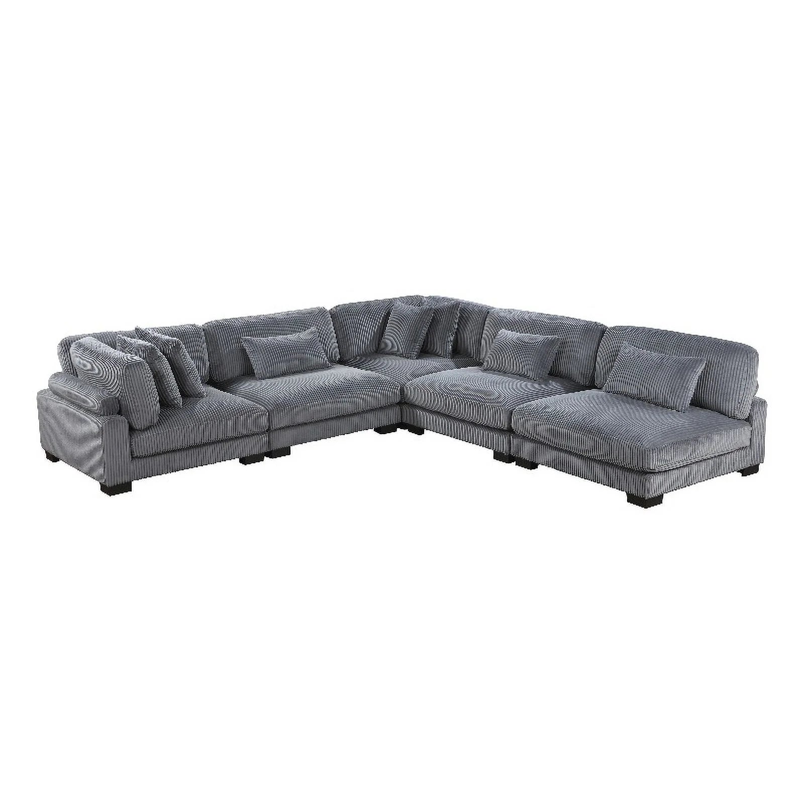 Gray Corduroy Modular Sectional J137