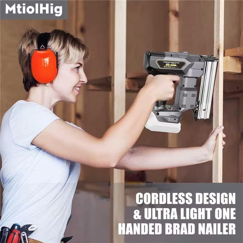 Cordless 18GA Brad Nailer, 18 Gauge Nail Gun, Brushless, 2 Mode, 5/8 to 1-1/4 Inch, Tool Only D90964