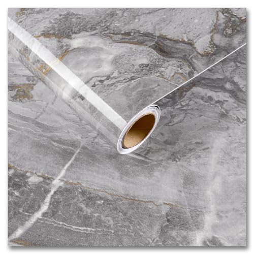 Glossy Beige Silver Marble Self Adhesive Vinyl Roll Wallpaper Q507997