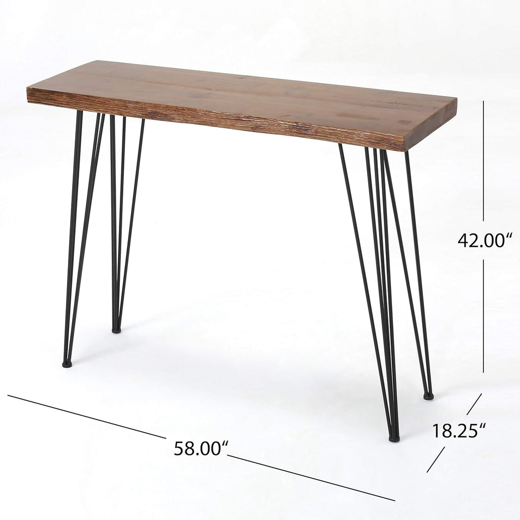 Black Natural Rectangle Iron Veneer Bar Table J172726