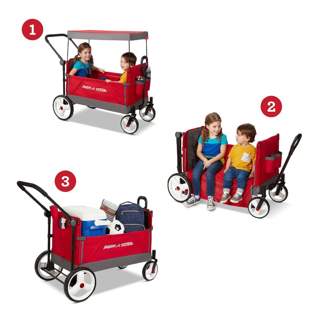 Red/Black Convertible Stroll N Wagon with Pull & Push Handle H83256