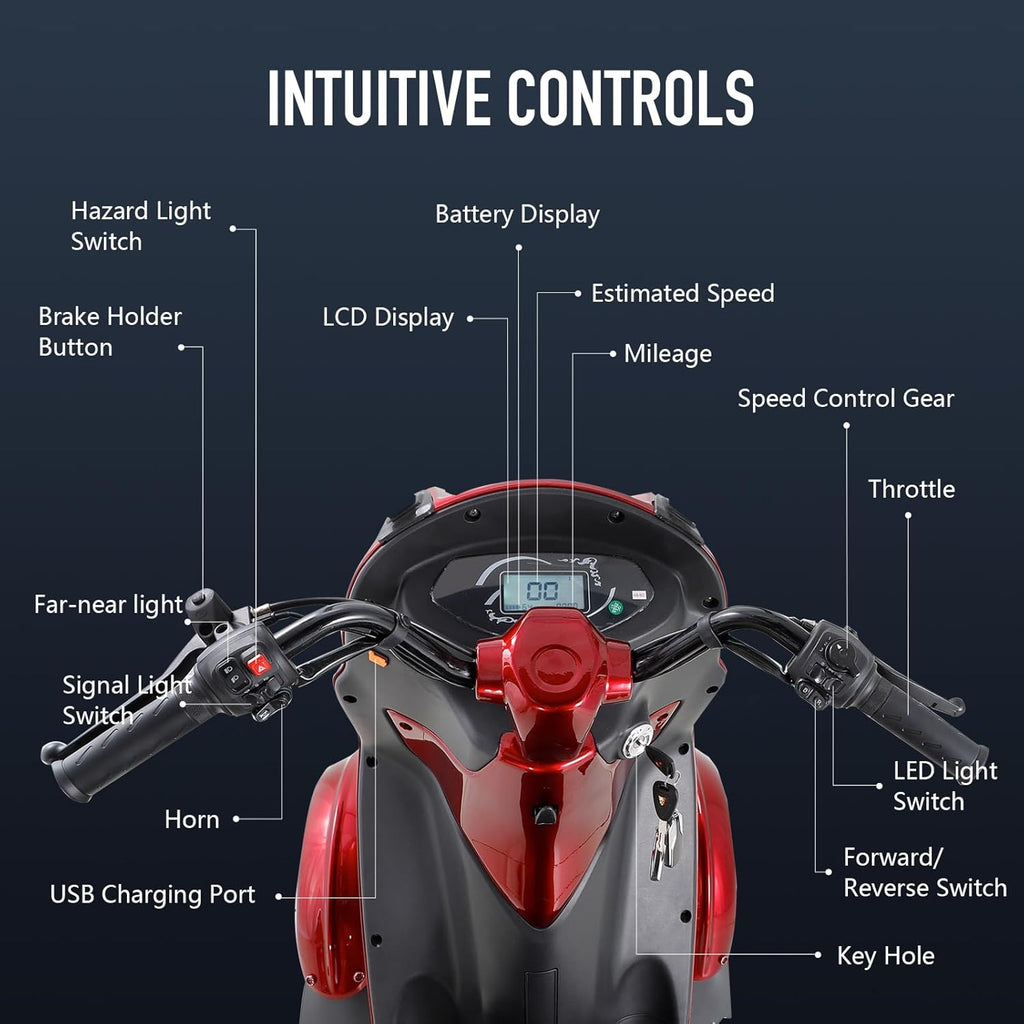 4 Wheel Electric Mobility Scooter with Canopy & Windshield U773916