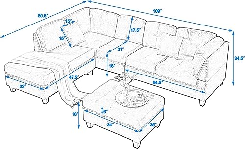 Oversized Upholstered U-Shape Chaise Lounge Modular Sectional Sofa Couch Light Grey V49612