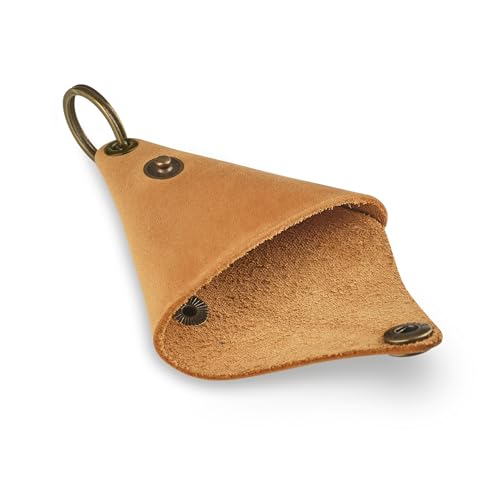 Vintage Brown Leather Keychain Coin Purse M329257