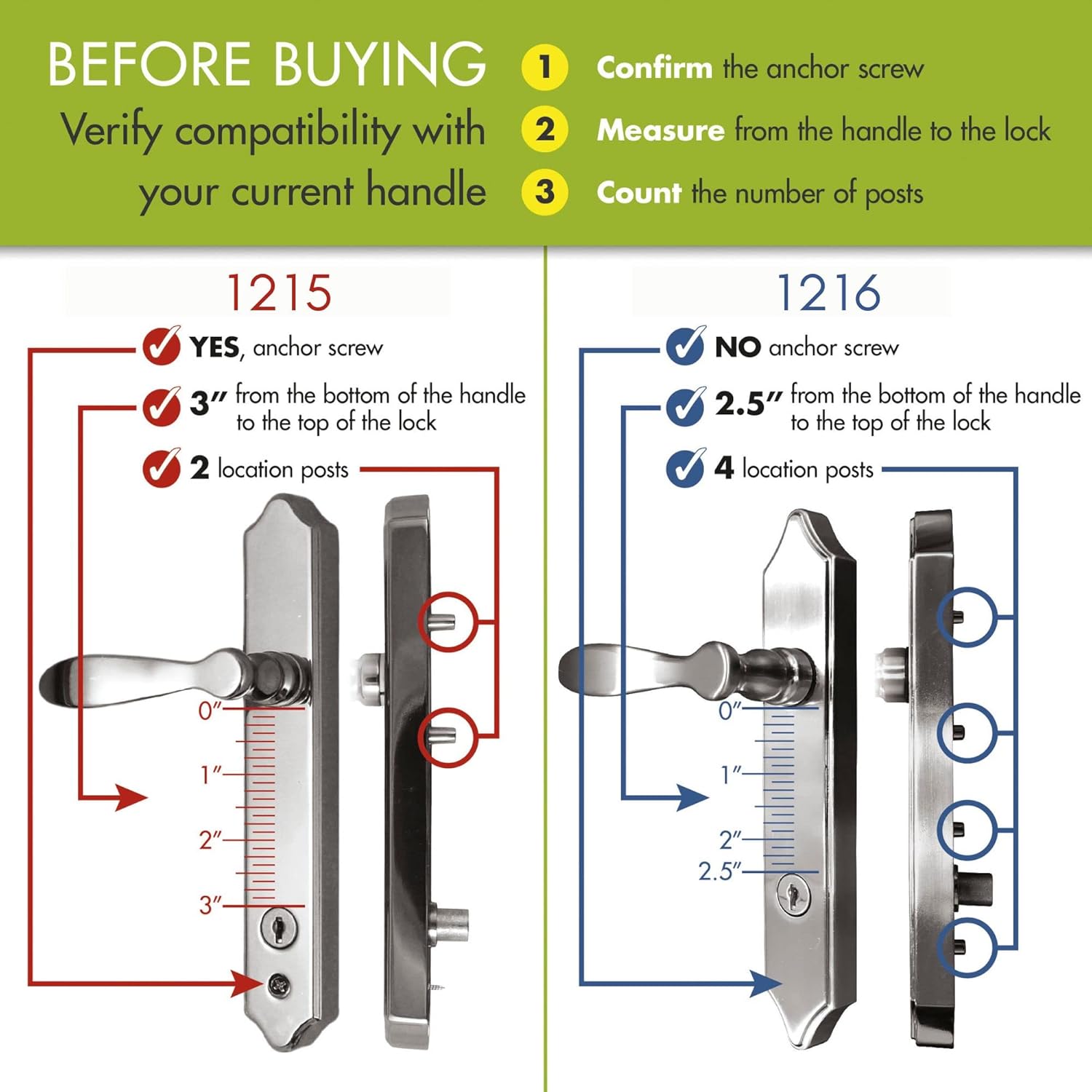 Lever Set for Storm and Screen Doors with Keyed Deadbolt, 2-Posts, Bright Brass Q58130